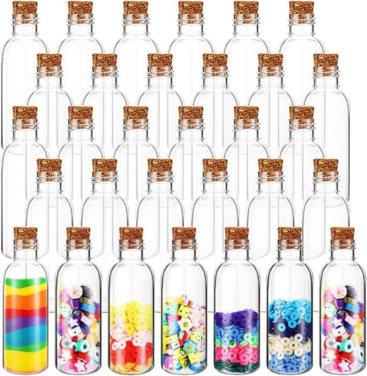 30 Pcs 2 oz Sand Art Bottles with Cork Stoppers Clear Potion Bottles with Cork Souvenir Jars Bulk for Souvenir Wish Bottles Home Decoration Room DIY Wedding Party Favors