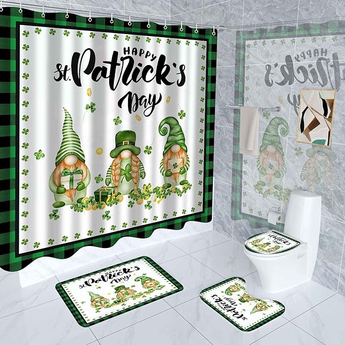 4 Pcs St. Patrick's Day Shower Curtain Set