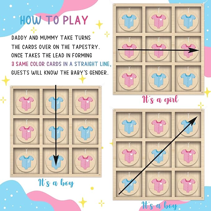 Juego de mesa Tic Tac Toe con revelación de género 