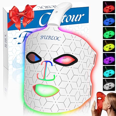 Red Light Therapy Mask, Led Contour Face Mask Light Therapy, 7 Color Red Light Face Mask Portable and Rechargeable, Red Light Therapy At Home and Wireless Led Face Mask[BMask]