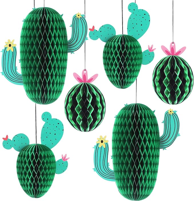 Panales de cactus de 6 piezas para decoraciones de fiesta de cumpleaños de cactus 