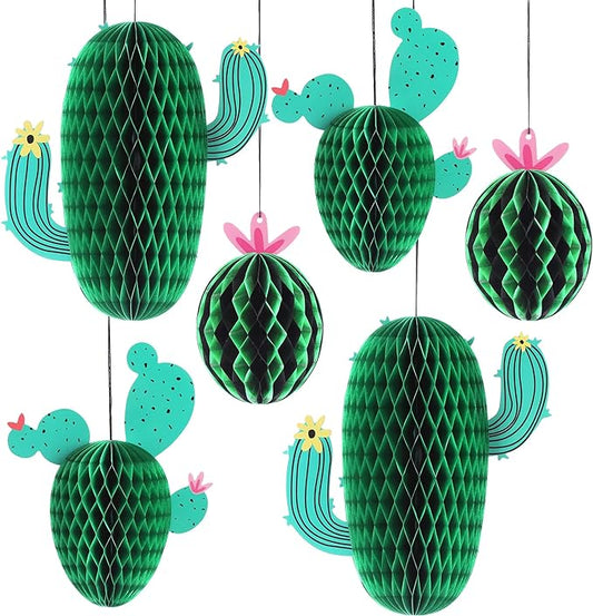 6Pcs Cactus Honeycombs for Cactus Birthday Party Decorations