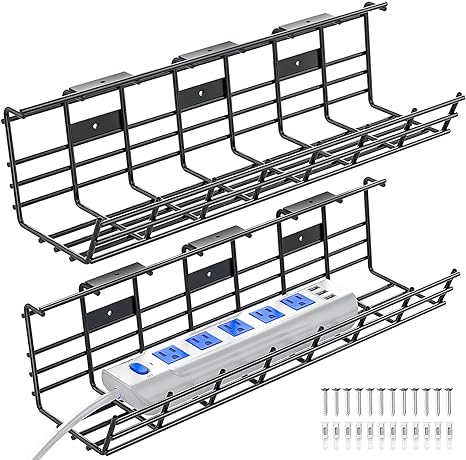 2 Pack Under Desk Cable Management Tray