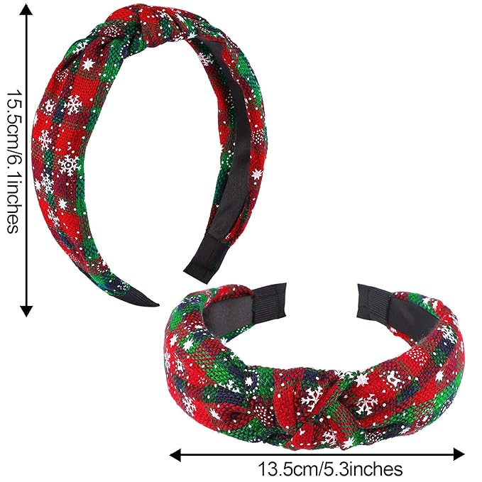 Christmas Buffalo Plaid Headbands Vintage Knot