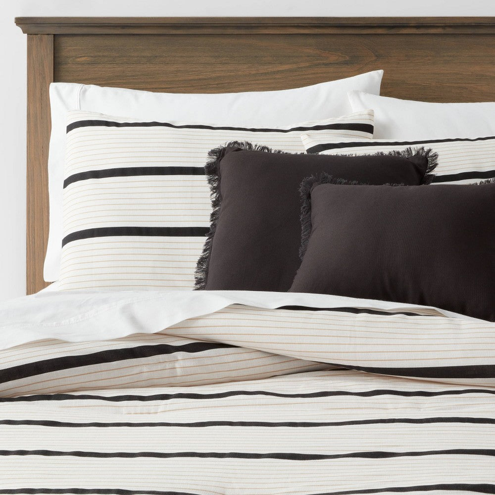 5pc King Modern Stripe Comforter Set Off-White