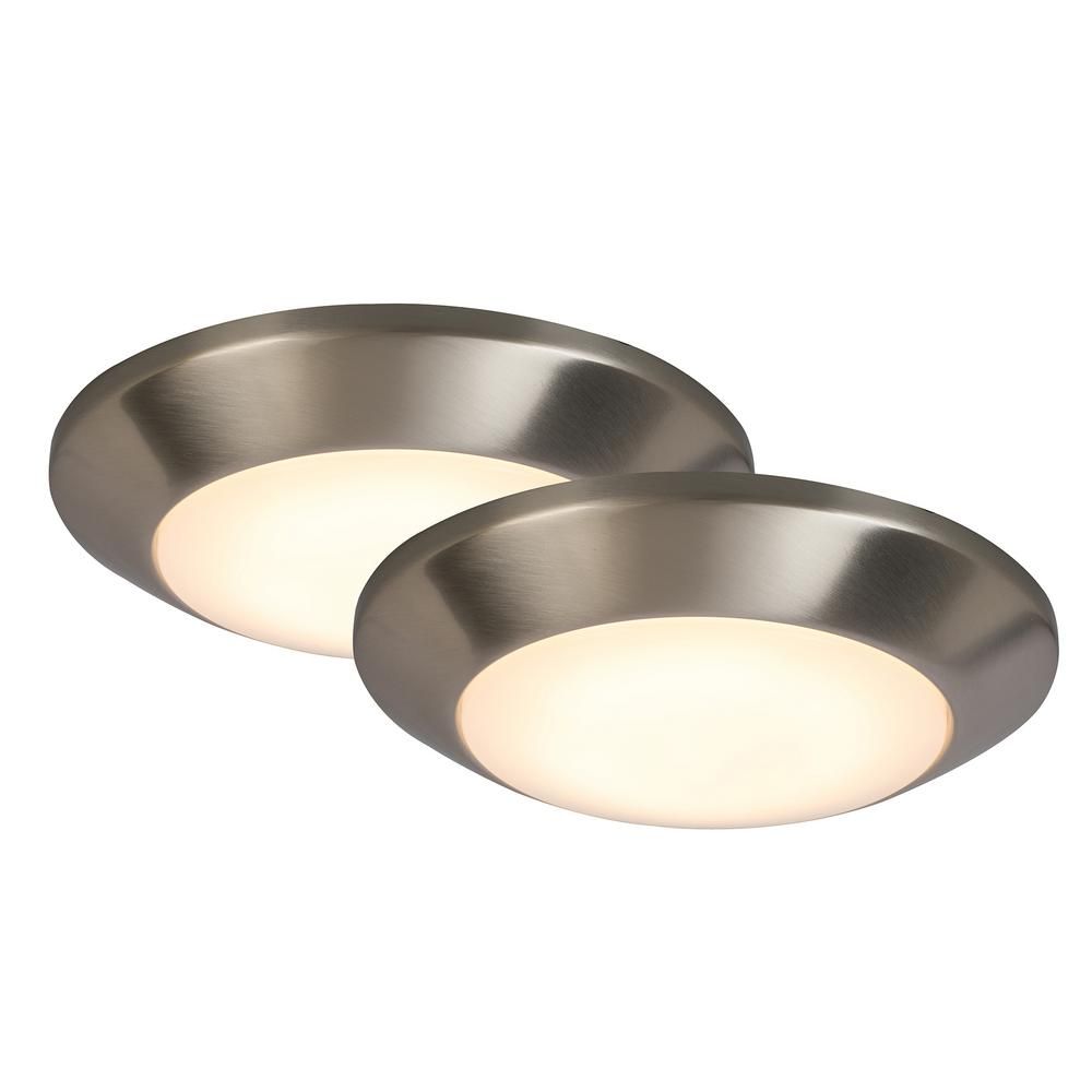 7 in. Brushed Nickel LED Flush-2pk