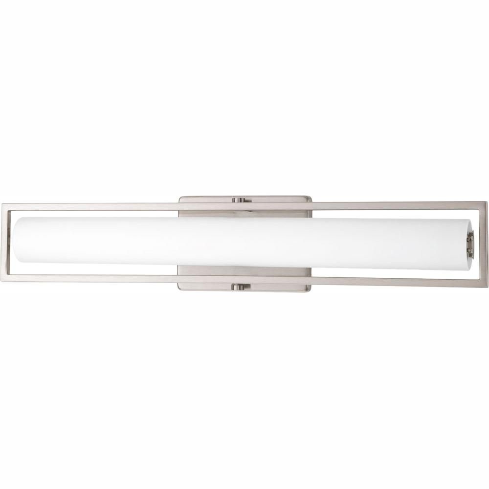 Progress Lighting Frame Collection 24 in. 35-Watt Brushed Nickel Integrated LED Bathroom Vanity Light with Glass Shades