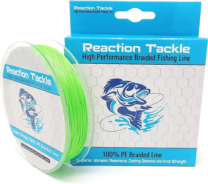 Reaction Tackle X8 Braided Fishing Line- Hi Vis Green 8 Strand