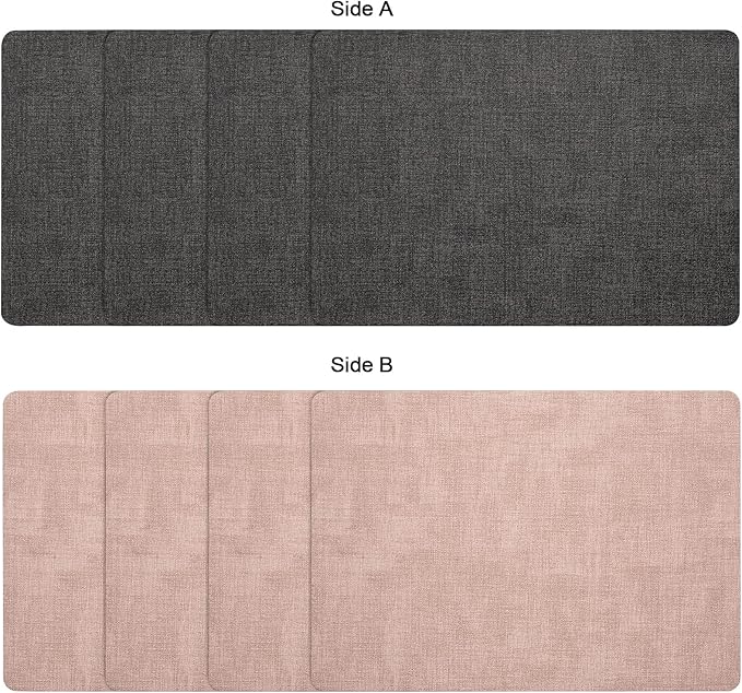 Myir JUN Placemats Dual Sided, Faux Leather Place Mats Set of 6 Indoor Placemats for Dining Table Outdoor Placemats Manteles Individuales Square Non-Slip Washable Table Mats (Gray Pink, Set of 6)