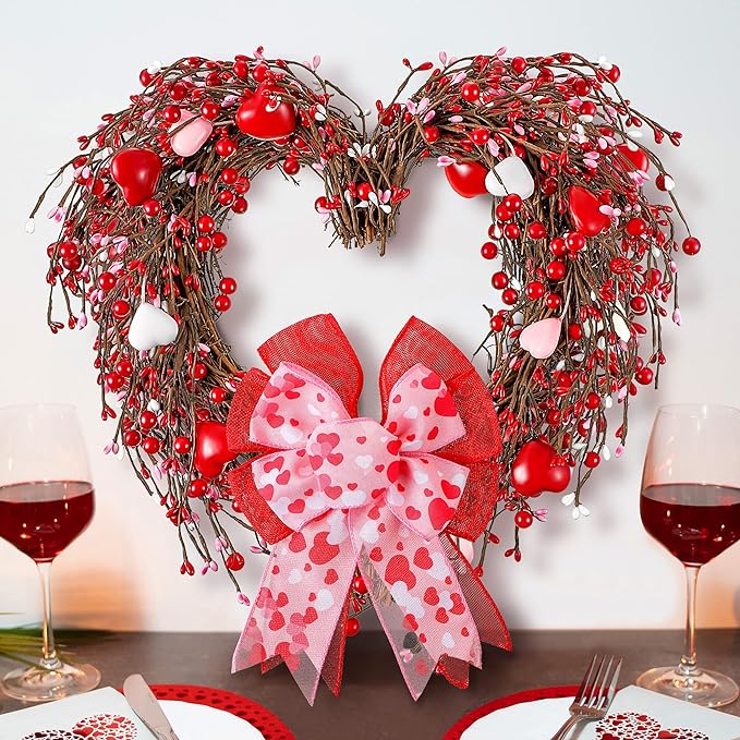 Enhon 14" Valentines Day Wreath with Bow