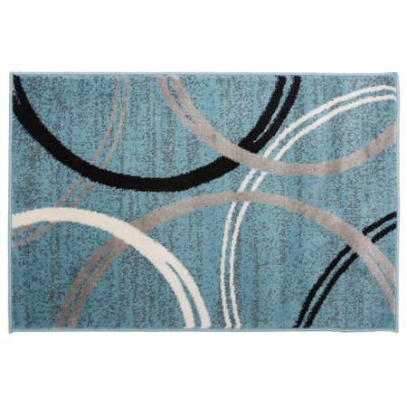 2' x 3' Blue Rugshop Modern Wavy Circles Design Area Rug