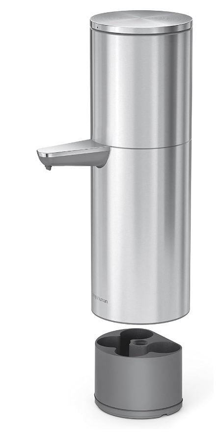 Dispensador de jabón líquido y desinfectante de manos con bomba con sensor de 32 oz. de simplehuman, acero inoxidable cepillado 