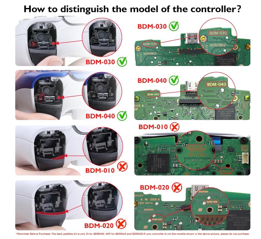 TOMSIN Programmable Remap White Back Paddles Kit for PS5 Controller BDM 030&BDM 040, 4 Upgrade Back Button Attachment for PS5 Controller(Model 030&040)