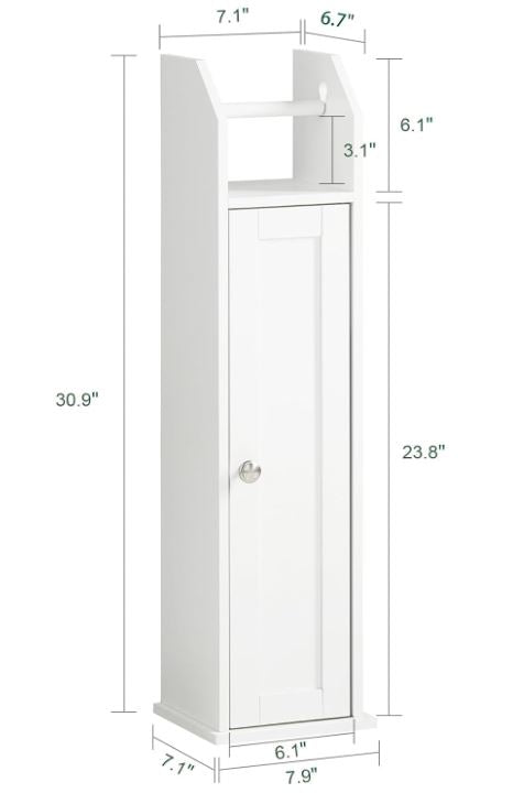 Haotian FRG135-W, White Free Standing Bathroom Toilet Paper Roll Holder, Storage Cabinet Holder, Organizer for Bath Toilet