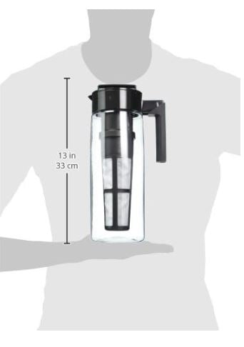 akeya Patented Deluxe Cold Brew Coffee Maker with Black Lid Airtight Pitcher, 2 Quart, Black