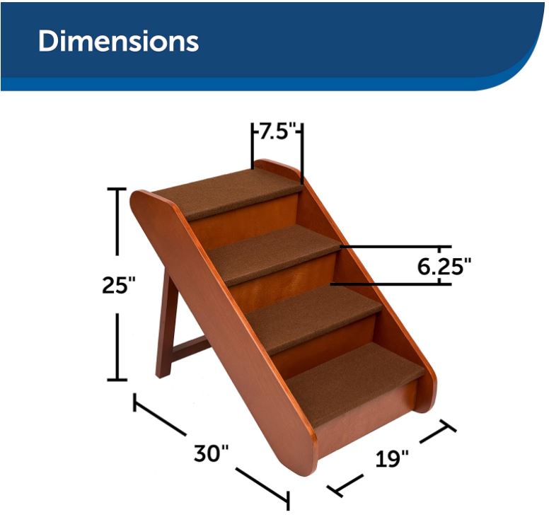 Escaleras de madera PetSafe Solvit Deluxe - Escalones plegables para mascotas para perros y gatos - Extragrande