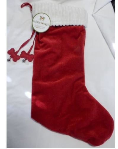 NWT HuggleHounds Dog 17" Christmas Stocking W/ Bone Tassels