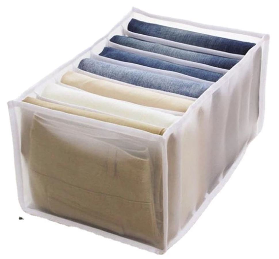 2Pcs 14 x 10 x 8in Wardrobe Clothes Organizer, 7 Compartment Clothes Drawer Organizer Dividers