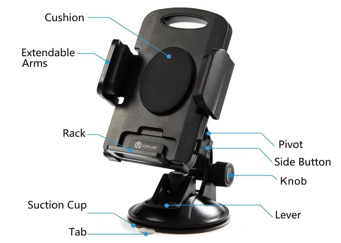 iClever Car Mount 360 Degree Rotation Universal Phone Holder, Windshield Dashboard Car Cradle