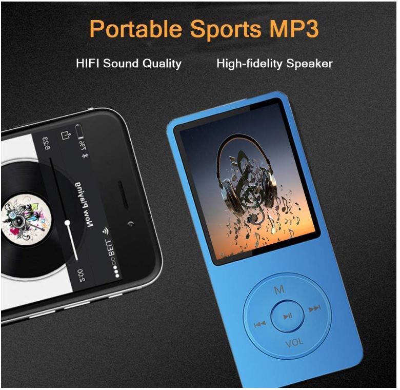 MP3 Player, Music Player with 16GB Micro SD Card, Build-in Speaker/Photo/Video Play/FM Radio/Voice Recorder/E-Book Reader, Supports up to 128GB