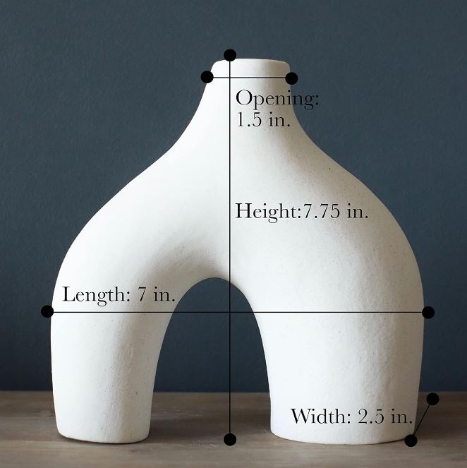 Den Vase - Minimalist Nordic, White Ceramic Hollow Vase Decor | Table Centerpiece, Olive Plant, Wedding, Living Room, Bookshelf, Office, Modern Home, Entryway, Console
