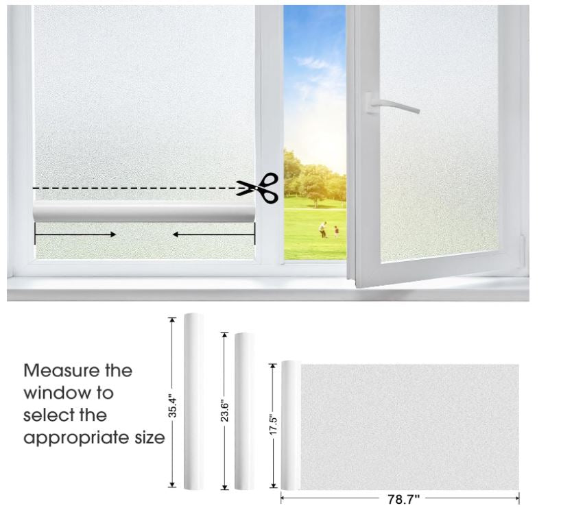 Coavas Window Privacy Film Frosted Glass Window Film Stained Glass Window Film Bathroom Window Frosting Film Day and Night Privacy Heat Blocking Non-Adhesive Window Covering for Home Office 23.6x78.7