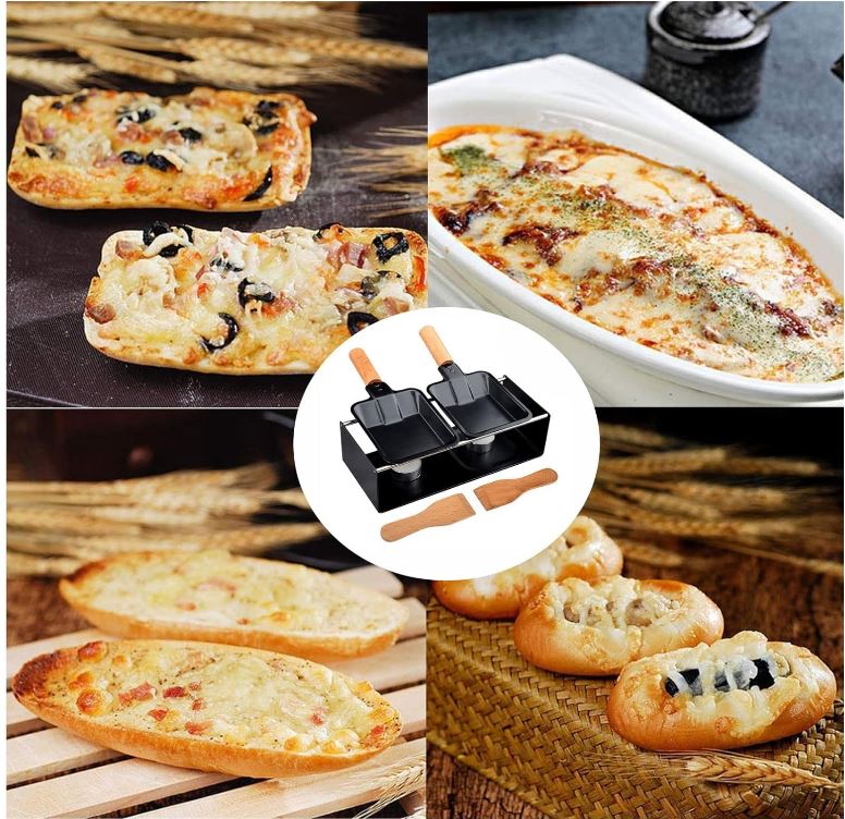 Mini Cheese Raclette Set, Portable Candlelight Cheese Melting Pan,Non Stick Raclette Grill, Cheese Raclette Melter for Grill, Suitable for Cheese, Meat, Fish...with Spatula