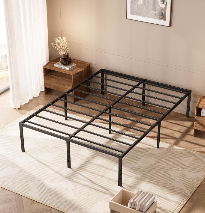 Heavy-Duty King Metal Bed Frame, 18 inch Tall, Black, 3500 lbs Weight Capacity, No Box Spring Needed, Easy Assembly, Noise-Free