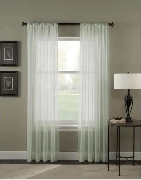 Curtainworks Trinity Crinkle Curtain Polyester Sheer Pole top Single Panel Winter White 51 X 132 Adult