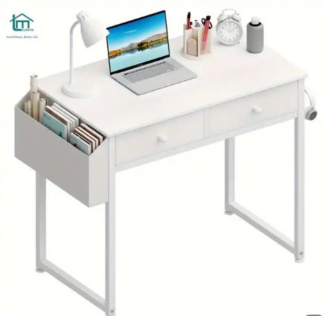 Lufeiya Small White Desk With Drawers - For Bedroom, 32 Inch Home Office Computer Desk W