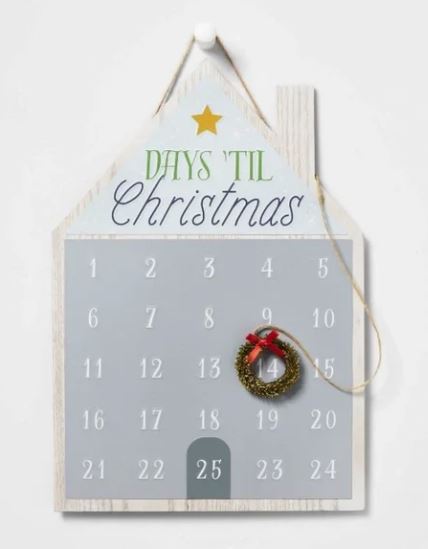 Days 'Till Christmas Wood and Galvanized Wall Hanging or Standing Advent Calendar - Wondershop