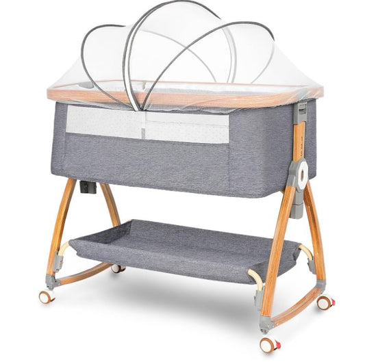 Komcot Baby Bassinet, Bedside Bassinet for Baby, 6 Height Adjustable Baby Bed, 3 in 1 Bassinet Bedside Sleeper with Wheels, Mosquito Net, Portable Bedside Crib for Infant/Baby/Newborn (Light Grey)