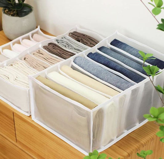 2Pcs 14 x 10 x 8in Wardrobe Clothes Organizer, 7 Compartment Clothes Drawer Organizer Dividers