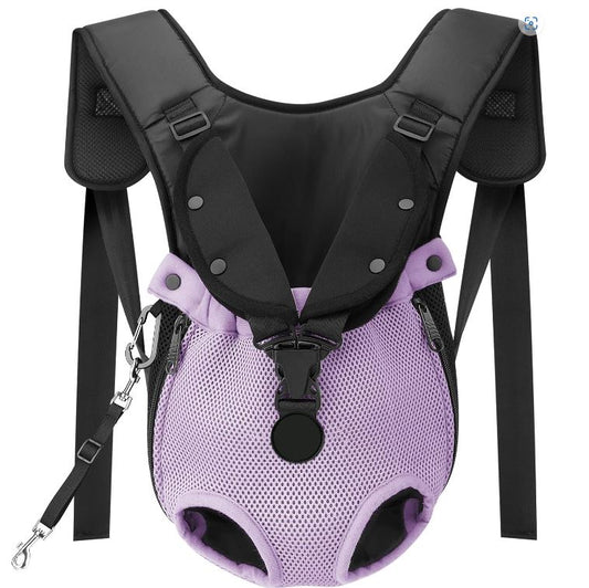 VavoPaw Pet Carrier Backpack, Adjustable Pet Front Backpack Dogs Cats Safety Carrier Travel Bag, Legs Out, Easy-Fit Traveling Hiking Camping for Puppies, Small Medium Dogs & Cats, Medium Size, Purple