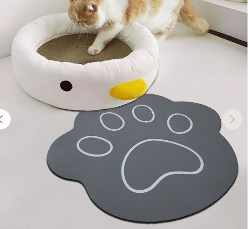 Pet Feeding Mat Dog And Cat Food Bowl Mat Absorbent Non-Slip Diatomite Dog Water Bowl Mat Super Absorbent Quick Drying Pet Food Mat To Prevent Water Spills(Dark Grey+11.8x13.7in+Paw Shape) Dark Grey & Paw 11.8x13.7in