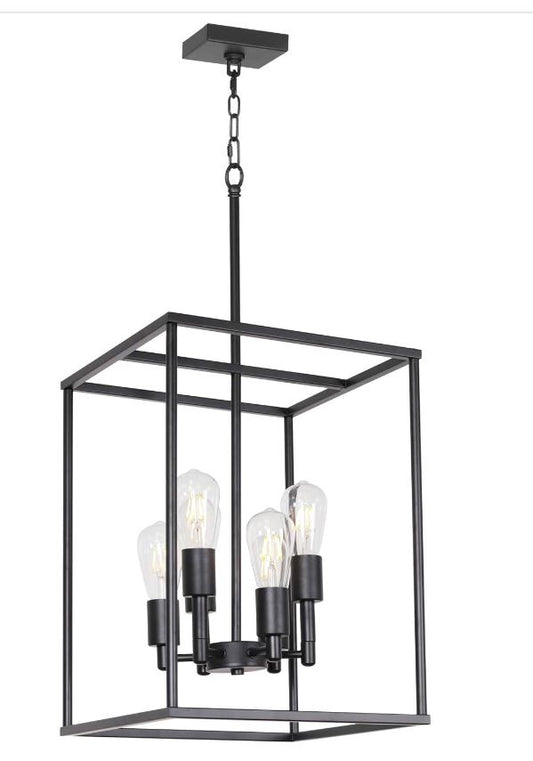 VINLUZ Classic Foyer Pendant Lighting 6 Light Black Farmhouse Chandelier Finish with Square Cage Shades Fixtures for Kitchen Dining Room Entryway Visit the VINLUZ Store