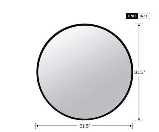 Espejo moderno con ganchos negros redondos medianos (31,5 pulgadas de alto x 31,5 pulgadas de ancho)