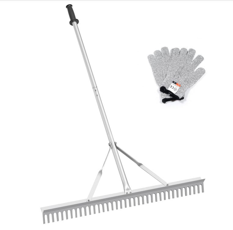 Landscape Rake 36 Inch Head, Leaf Rakes for Lawns with 67 Inch Handle,Aluminum Yard Rake Tool for Loosening Soil, Landscaping Lawn Care , Lake Garden Pond and Beach Care.