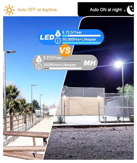 LEDMO Luces LED de estacionamiento de 300 W con montaje de brazo ajustable Sensor de fotocélula de atardecer a amanecer Iluminación de área comercial al aire libre 36000LM 5000K IP65 Luz LED de seguridad de inundación de calle para tienda|Patio|Carreteras