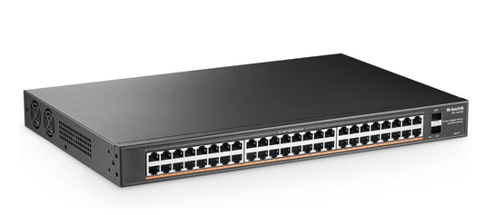 MokerLink 48 Port PoE Gigabit Switch with 2 Gigabit SFP, 800W IEEE802.3af/at AI Detection, Metal Rackmount Unmanaged Plug and Play Ethernet Switch