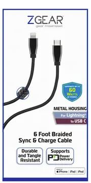 ZGear USBC 8 Pin Braided Metal Sync and Charge Cable