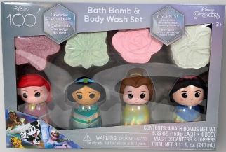 Squishmallow Disney Set de gel de baño y bomba de baño de 100 años Princesas Disney