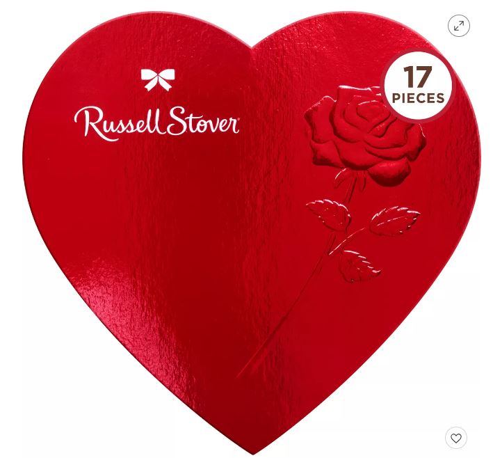 Russell Stover Valentine's Assorted Chocolates Red Foil Heart - 10oz