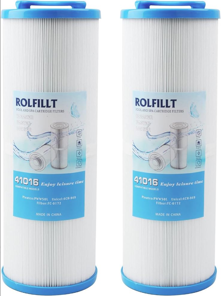 2 Pack ROLFILLT 4CH-949 Spa Filter Cartridge for Unicel, Pleatco, Filbur