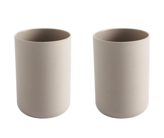 Japanese Style drinking cup or Bathroom accessory for Toothbrush 2pcs (Brown，Brown)