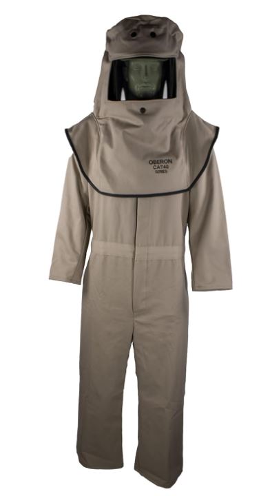 Traje de overol XL Arc Flash - 40 Cal - Incluye capucha y overoles - Antiempañamiento y antiarañazos - SERIE CAT 