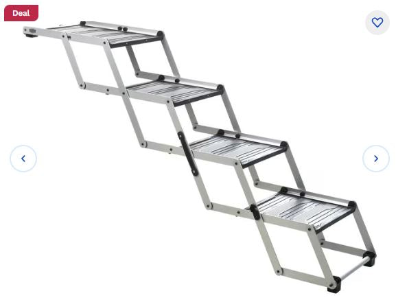 TRIXIE Heavy Duty 4-Step Foldable Dog Stairs, Silver/Black