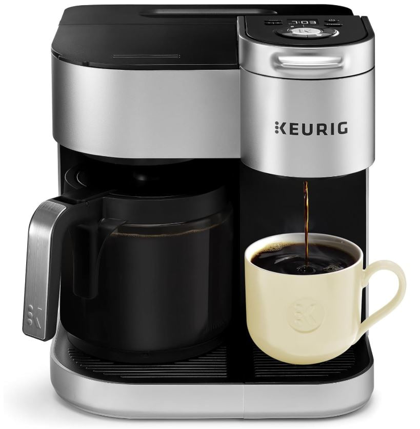 Keurig K-Duo Maker Single Serve and 12-Cup Carafe Drip Coffee Brewer, Silver