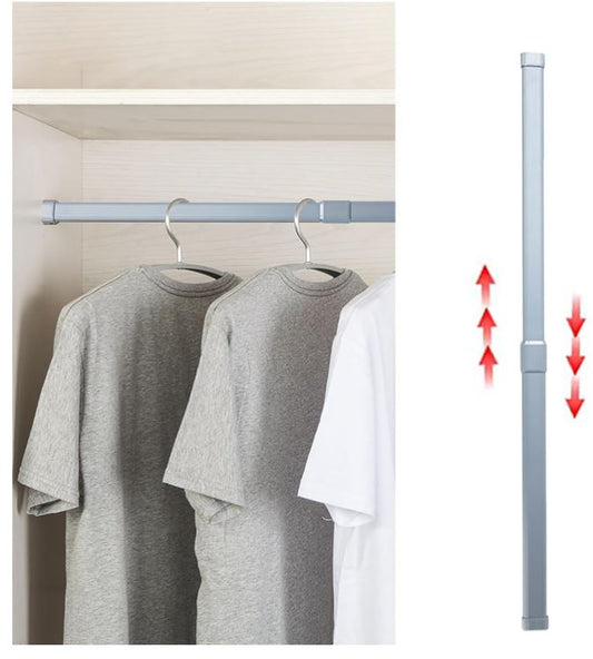 36 to 63 Inch Adjustable Closet Rod, Oval Closet Rod Wall Mounted Hanging Rod for Closet, Premium Aluminum Alloy Closet Pole Grey Closet Bar with Socket Set for Wardrobes, No Rust, With End Supports…