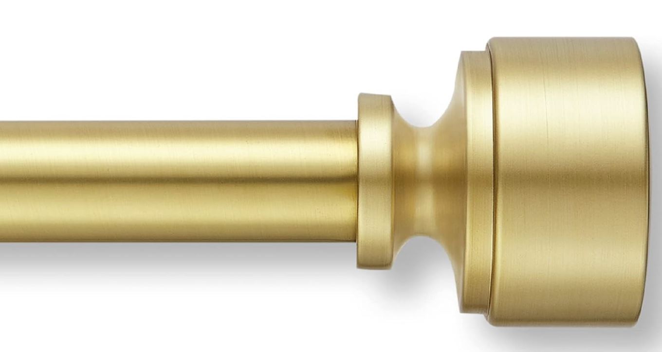 MODE Premium Collection Single Curtain Rod Set with Mod Doorknob Finials - 144 to 240 in, GOLD